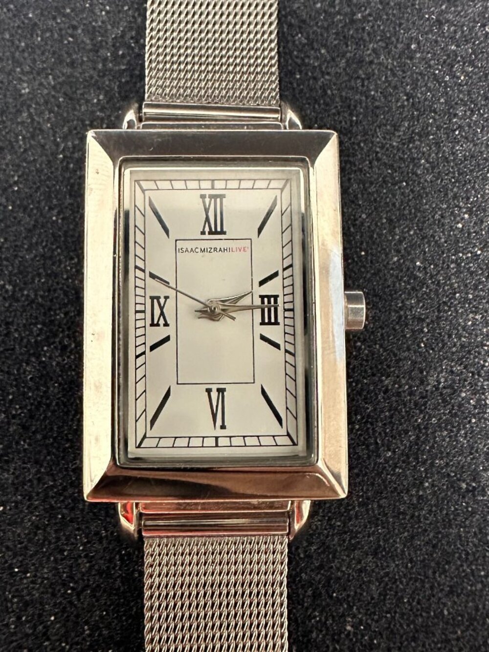 Isaac Mizarhi Live Watch Women Silver Tone Rectangle Dial Mesh Band New Battery